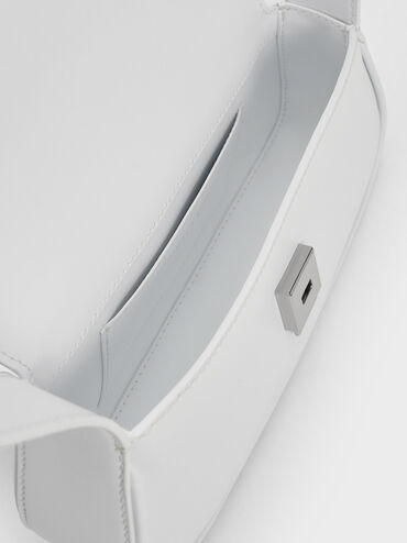 Petra Asymmetrical Front Flap Bag, White, hi-res