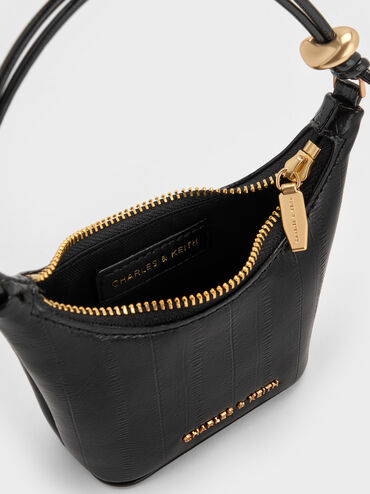 Micro Augustine Eel-Effect Chain-Handle Bag, Black, hi-res