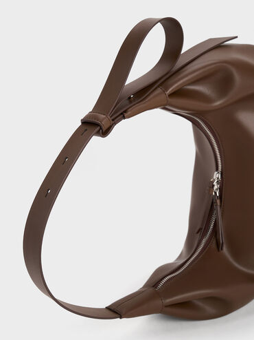 Odella Curved Hobo Bag, Dark Brown, hi-res