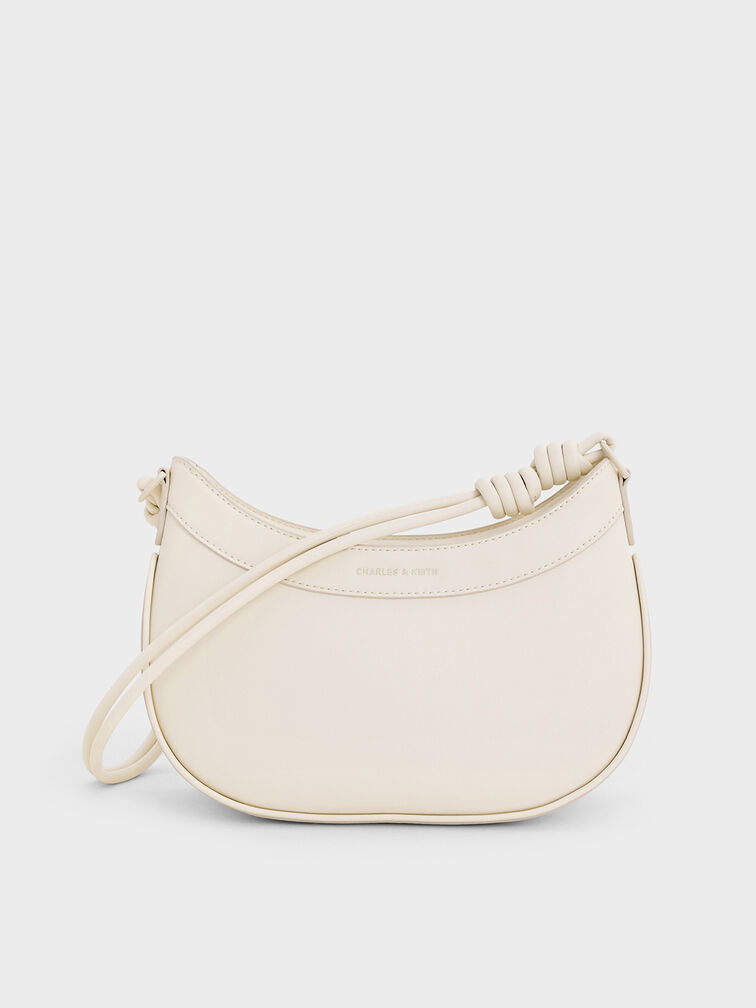 Sabine Knotted-Strap Curved Shoulder Bag, Cream, hi-res