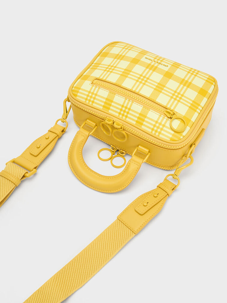 Cyrus Checkered Boxy Bag, Yellow, hi-res