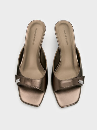 Griselda Metallic Kitten-Heel Mules, Bronze, hi-res