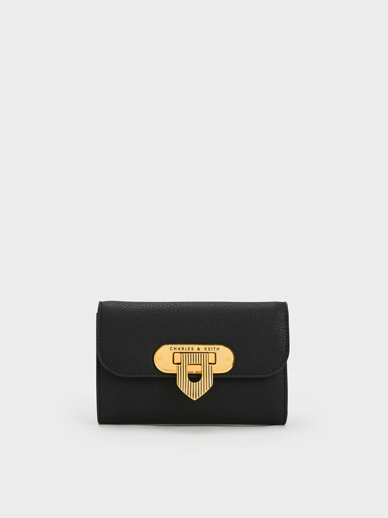 Alcott Push-Lock Wallet, Black, hi-res