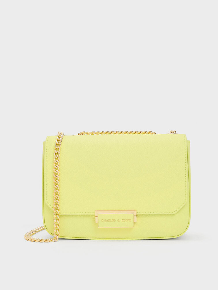 Sue Chain-Strap Shoulder Bag, Butter, hi-res