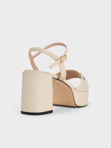 Leslie Metallic Accent Platform Slingback Sandals, White, hi-res