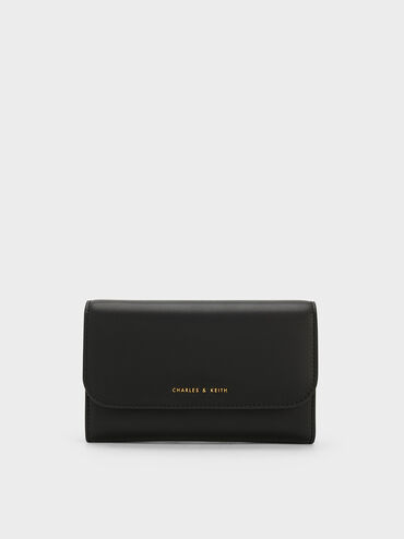 Front Flap Long Wallet, Black, hi-res