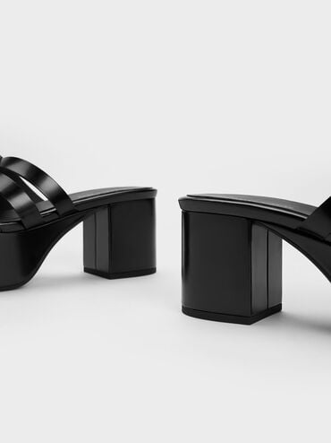 Interwoven Chunky Platform Mules, Black Box, hi-res