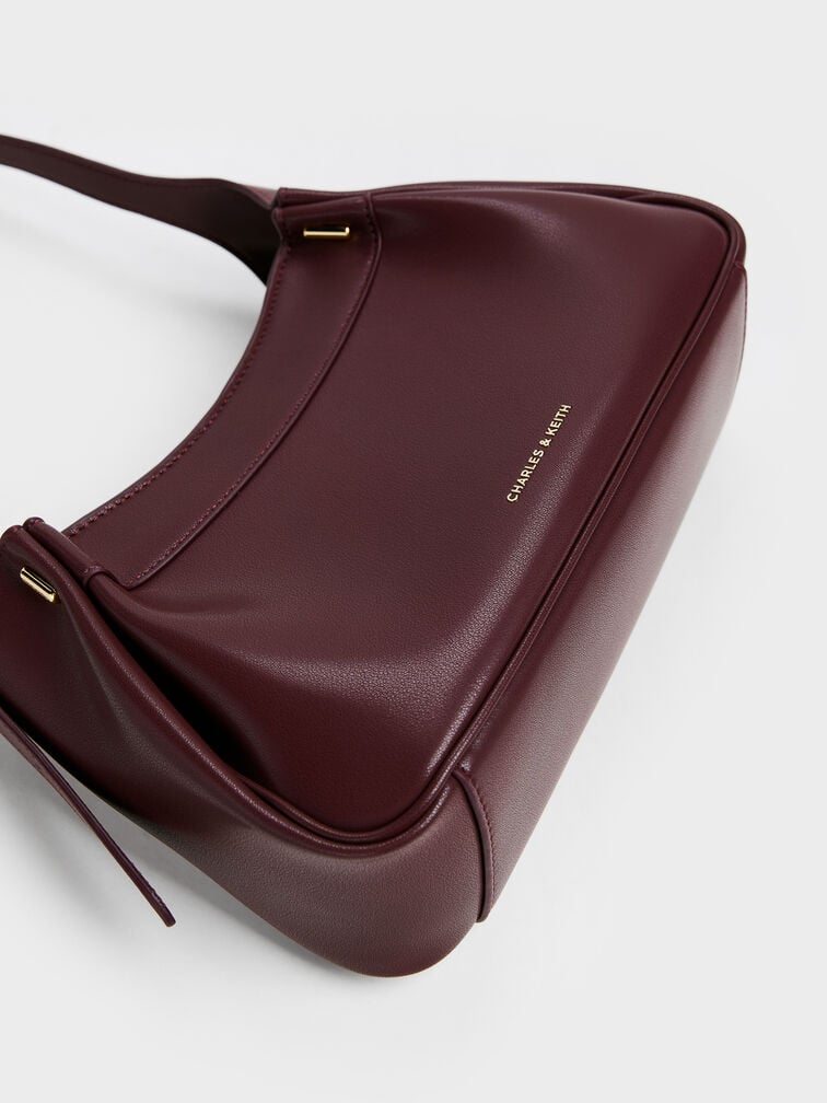 Clarice Pleated Shoulder Bag, Wineberry Red, hi-res