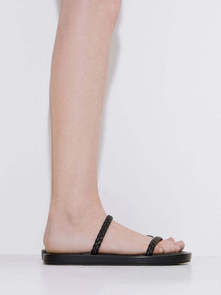 Braided Slides, Black, hi-res