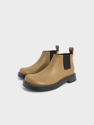 Penelope Pull-Tab Chelsea Boots, Olive, hi-res