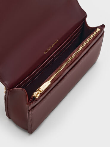 Paffuto Quilted Chain-Handle Long Wallet, Dark Chocolate, hi-res