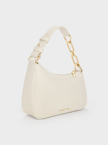 Mini Agatha Chain-Accent Shoulder Bag, Cream, hi-res