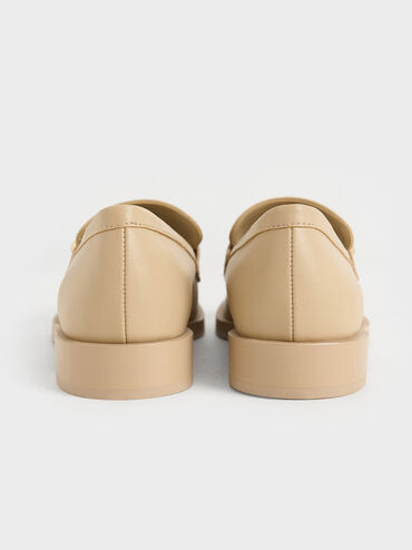 Metallic-Accent Loafers, Beige, hi-res