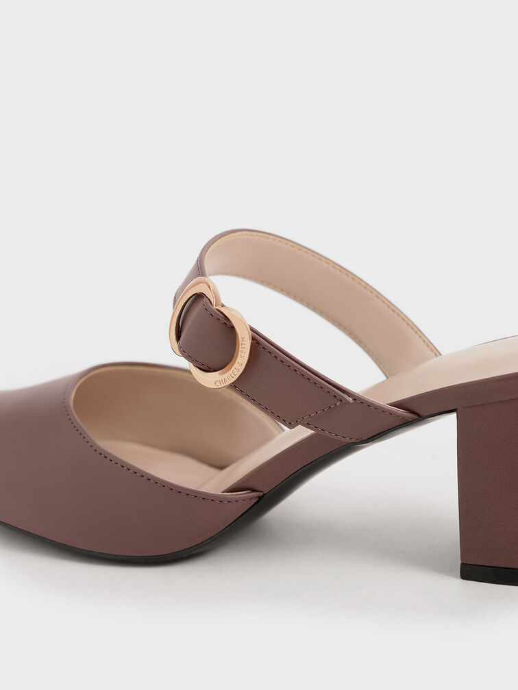 Metallic Accent Pointed-Toe Pumps, Mauve, hi-res
