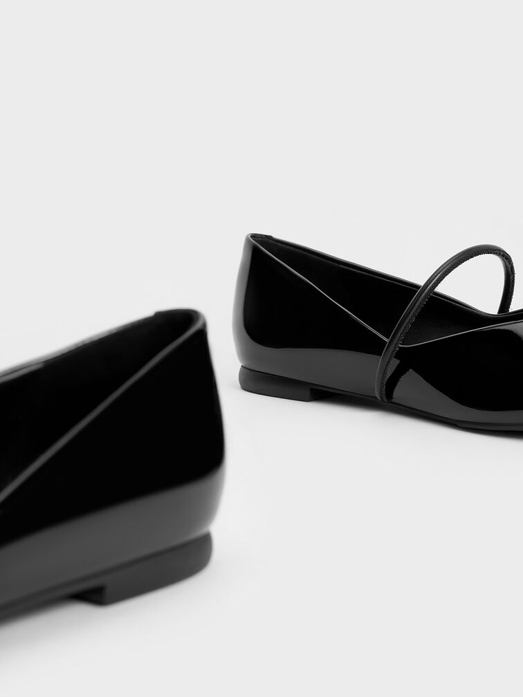 Patent Pointed-Toe Ballet Flats, Black Patent, hi-res