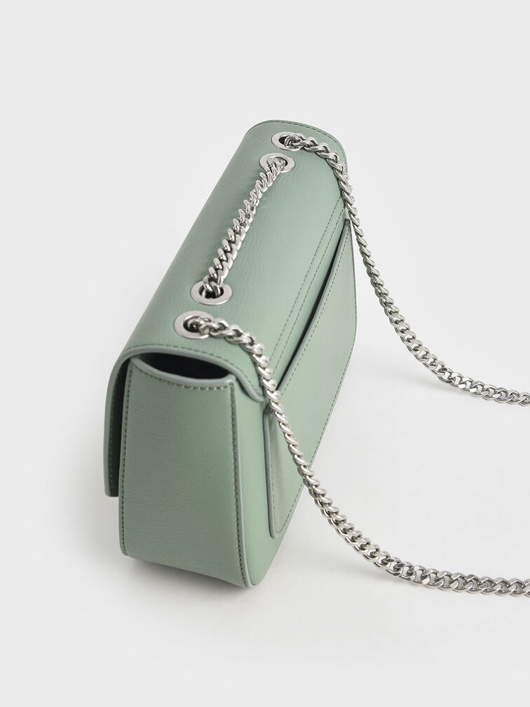 Chain Strap Shoulder Bag, Sage Green, hi-res