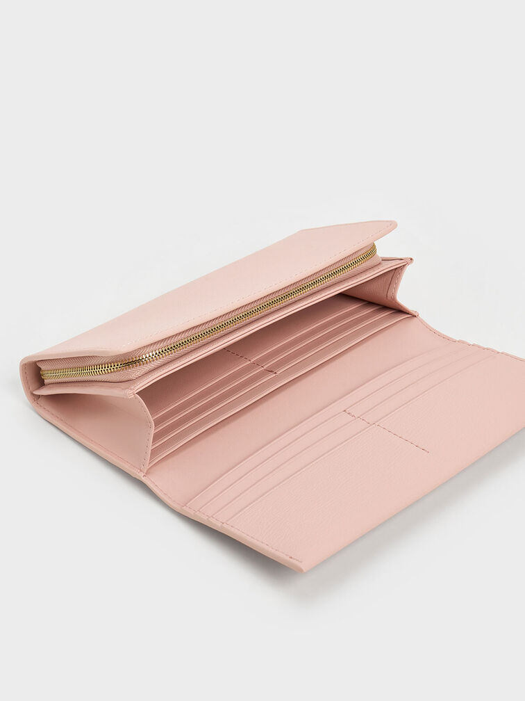 Muriel Front Flap Long Wallet, Pink, hi-res