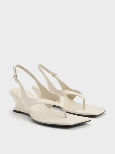 Slingback Thong Wedges, Chalk, hi-res