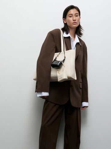 Augustine Sculptural-Detail Tote Bag, Cream, hi-res