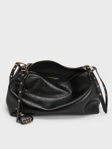 Rey Slouchy Shoulder Bag, Black, hi-res