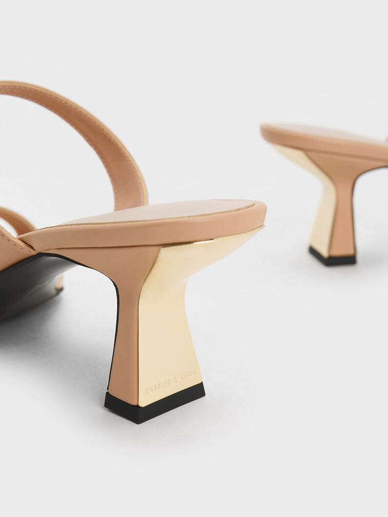 Double Strap Heeled Mules, Nude, hi-res