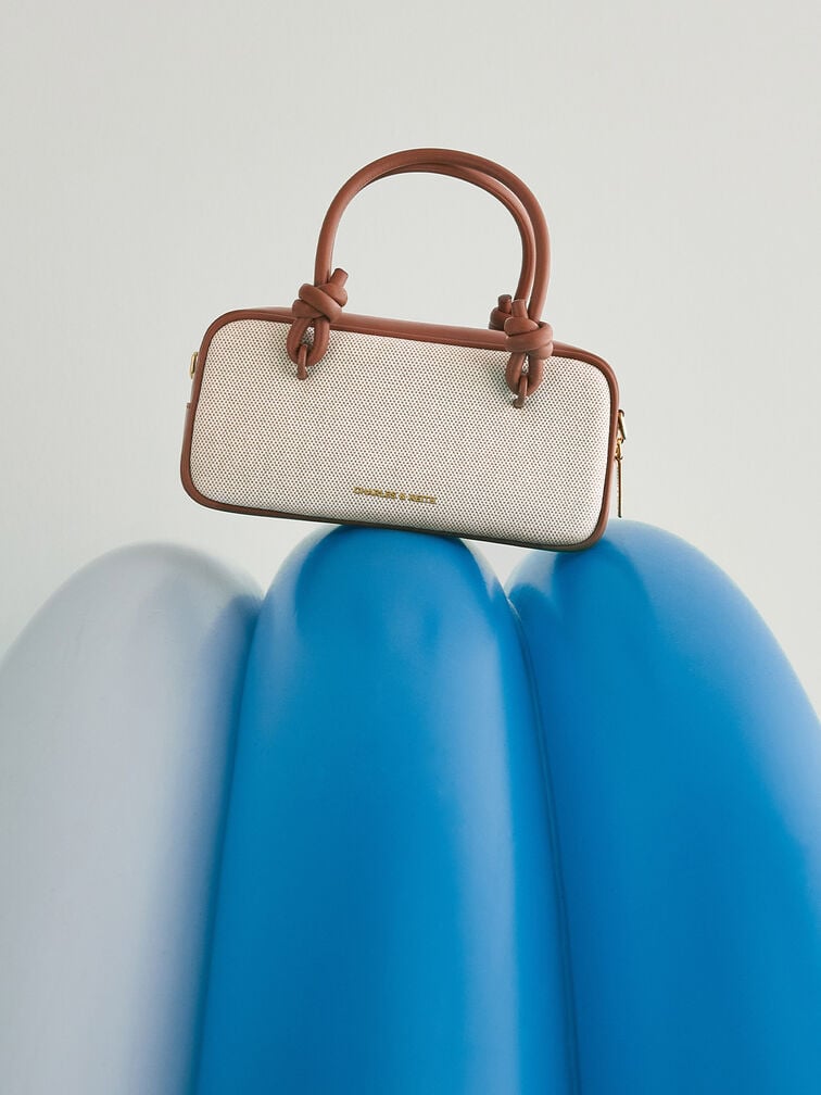 Sammie Canvas Knotted-Handle Elongated Bag, Taupe Canvas, hi-res