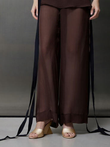 Triangle-Heel Wedge Mules, Gold, hi-res