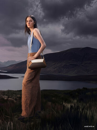 Nasrin Colourblock Geometric Shoulder Bag, Multi Brown, hi-res