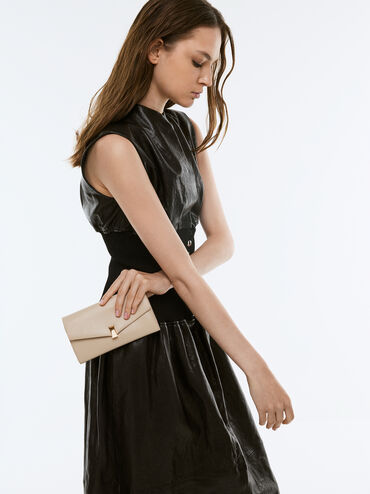 Lilibet Chain-Strap Long Wallet, Dusted Oat, hi-res