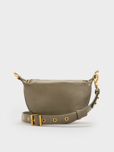 Philomena Half-Moon Crossbody Bag, Deep Olive, hi-res