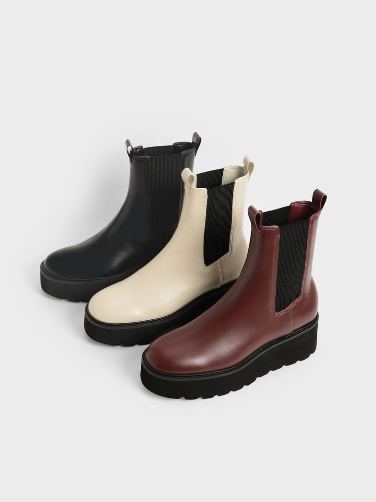 Double Tab Platform Chelsea Boots, Sand, hi-res