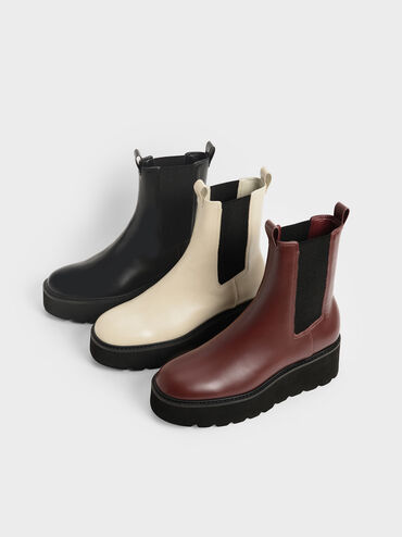 Double Tab Platform Chelsea Boots, Sand, hi-res
