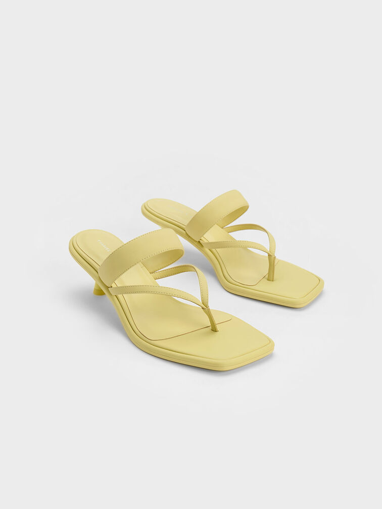 Spool Heel Thong Sandals, Lime, hi-res