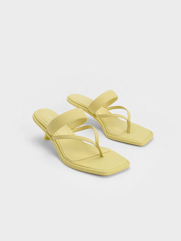Spool Heel Thong Sandals, Lime, hi-res