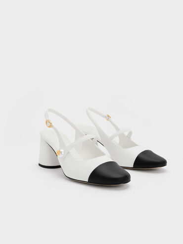 Aeryn Pearl Embellished Slingback Pumps, White, hi-res