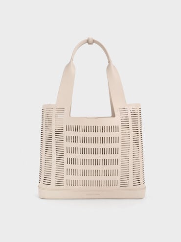 Delphi Cut-Out Tote Bag, Oat, hi-res