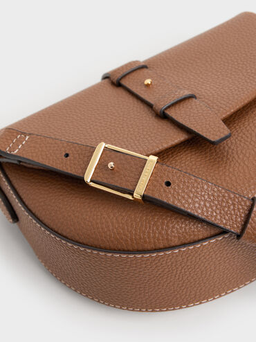 Beryl Belted Saddle Bag, Chocolate, hi-res