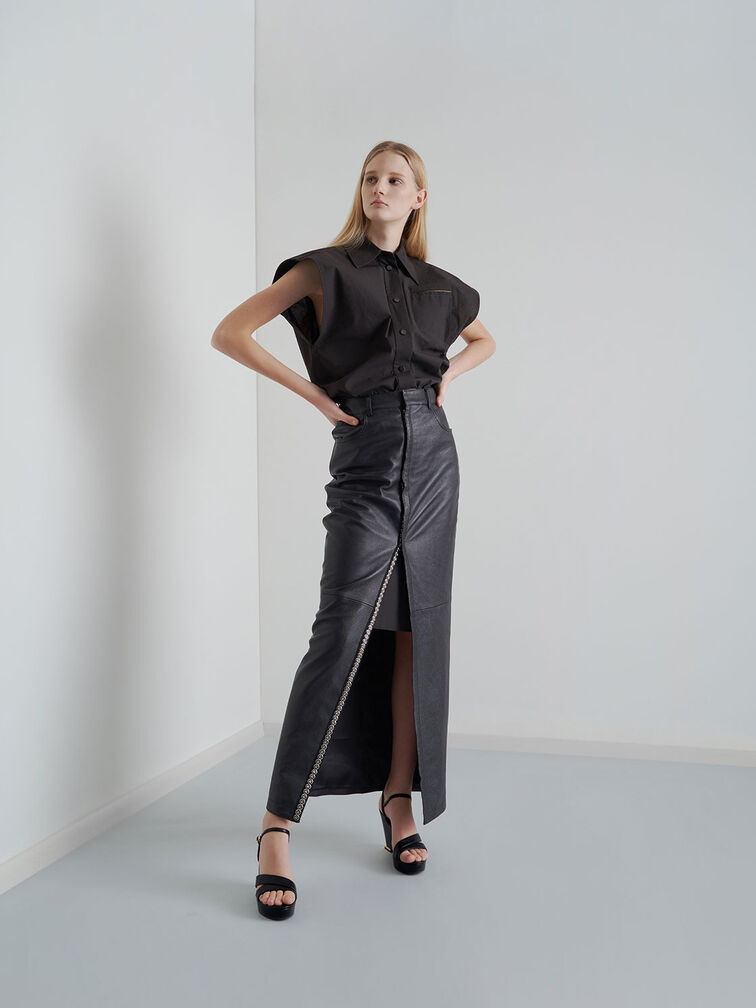 Asymmetric Strap Platform Wedges, Black, hi-res