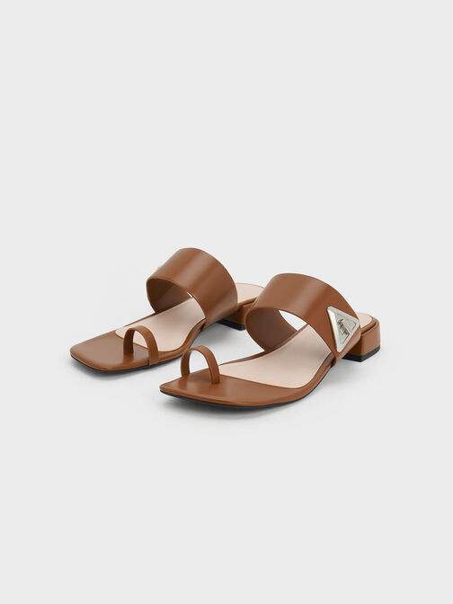 Trice Metallic Accent Toe-Ring Sandals, Cognac, hi-res
