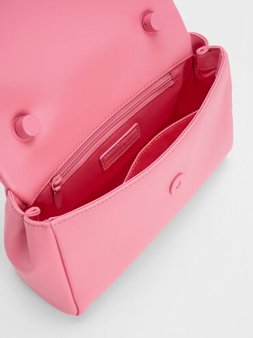 Curved Handle Shoulder Bag, Pink, hi-res