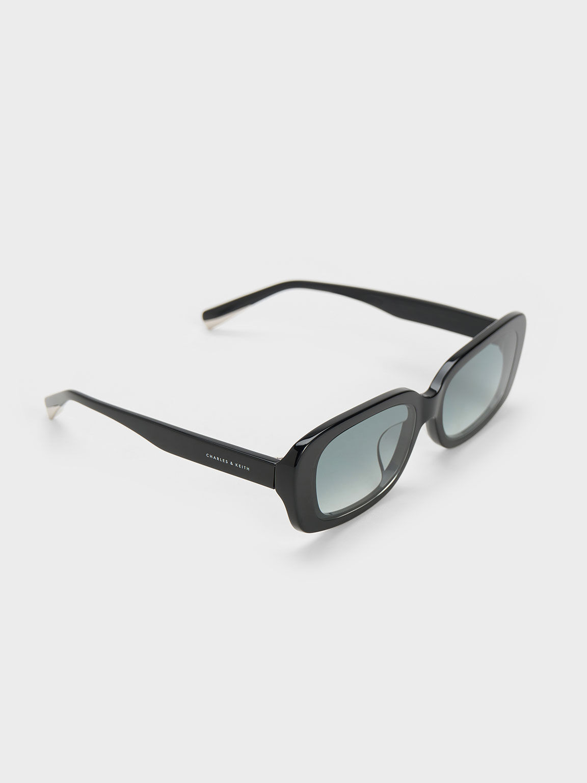 Black Aubrey Rectangular Recycled Acetate Sunglasses - Black