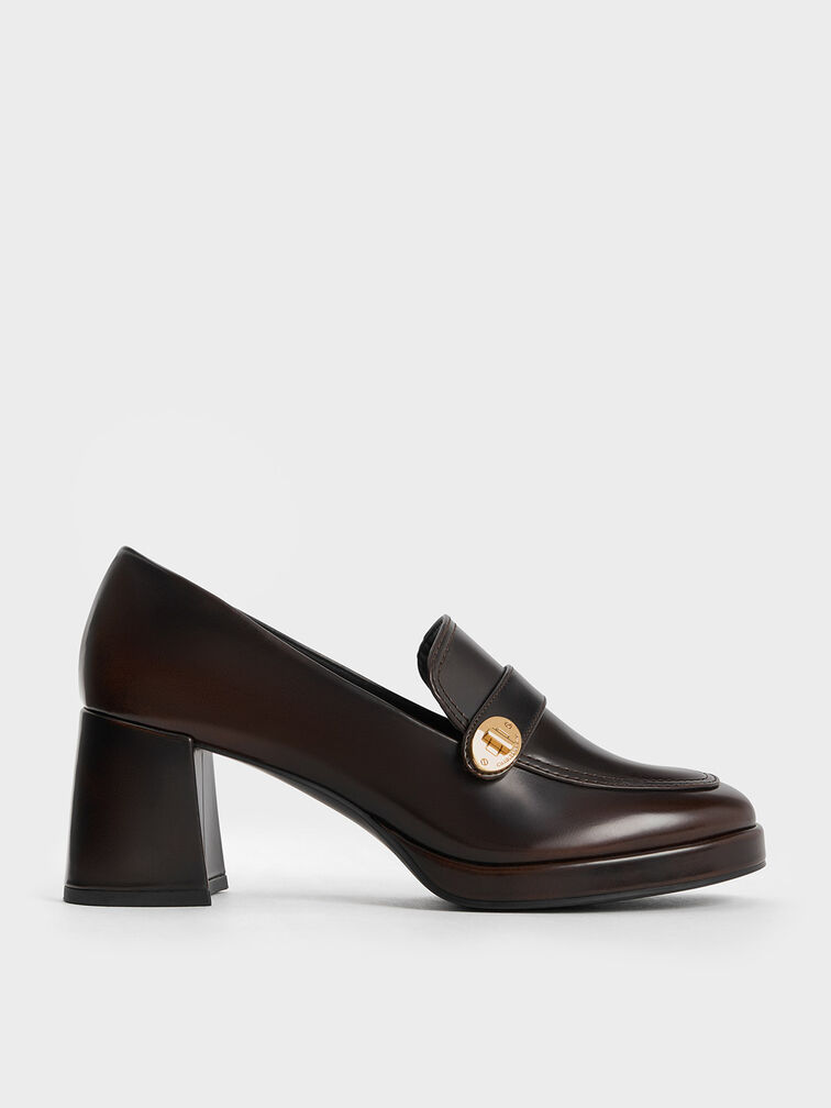 Hettie Metallic Accent Loafer Pumps, Brown, hi-res