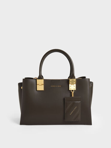 Large Double Handle Handbag, Dark Moss, hi-res