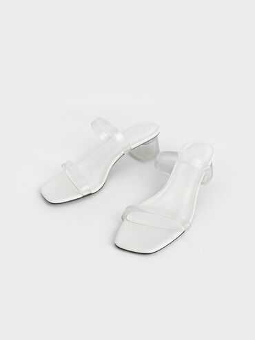 Double Strap See-Through Mules, White, hi-res