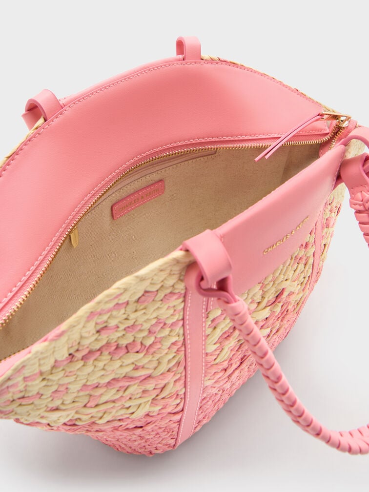 Shalia Raffia Basket Bag, Guava Pink, hi-res