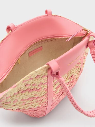 Shalia Raffia Basket Bag, Guava Pink, hi-res