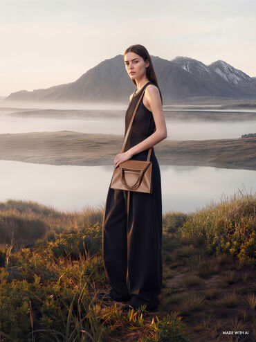 Nasrin Geometric Tote Bag, Chocolate, hi-res