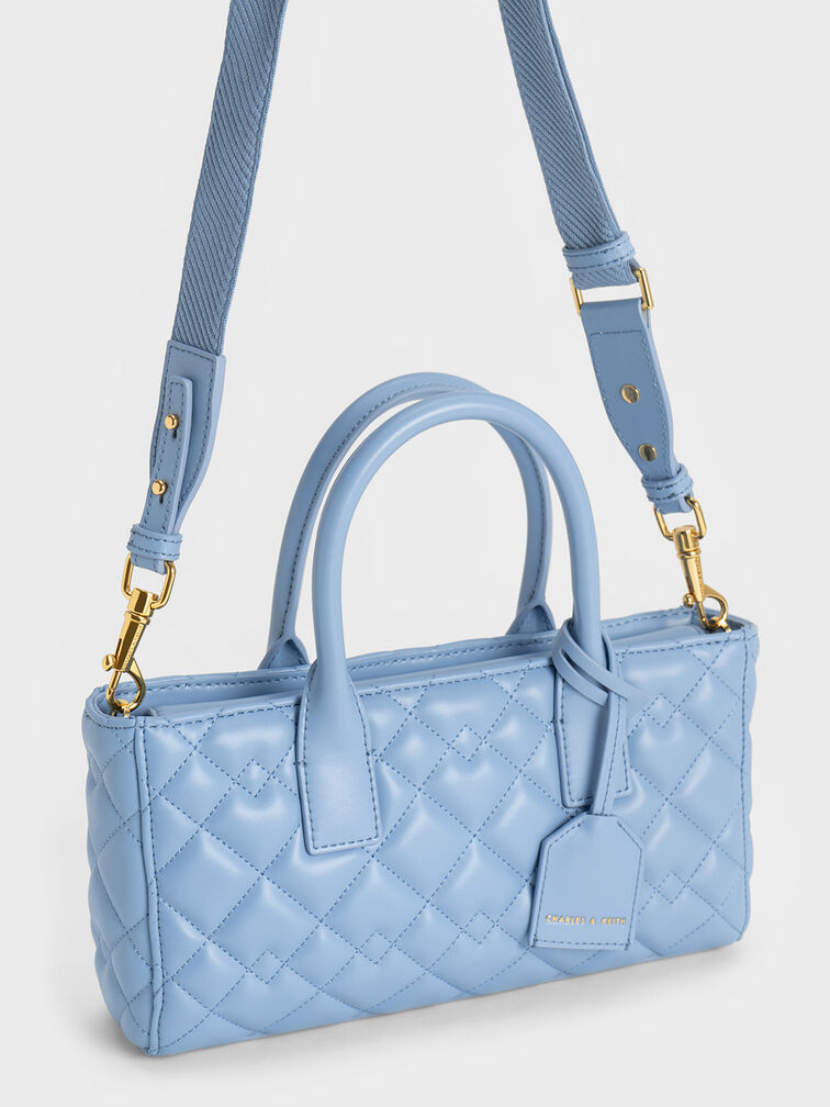 Nezu Quilted Tote Bag, Light Blue, hi-res