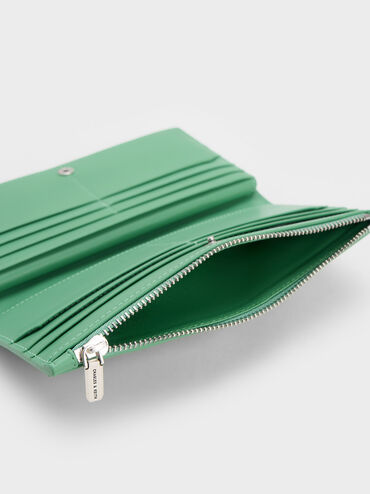 Danika Quilted Long Wallet, Green, hi-res