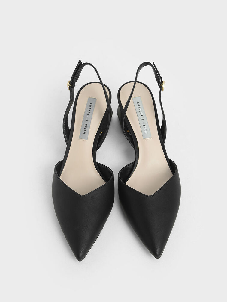 Katarina Trapeze Heel Slingback Pumps, Black, hi-res